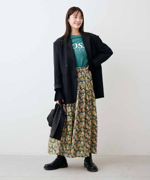 mensha!（メンシャ）の「ｍｅｎｓｈａ！　まるでゴブラン織り！？軽やかガーゼのカーブ＆ギャザースカート（スカート・レディース・ベージュ系その他/ブラック系その他/ブルー系その他・L/LL/M）」の14枚目の写真