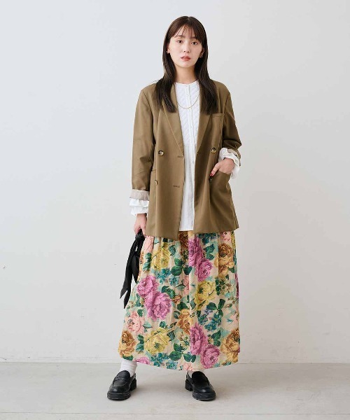 mensha!（メンシャ）の「ｍｅｎｓｈａ！　まるでゴブラン織り！？軽やかガーゼのカーブ＆ギャザースカート（スカート・レディース・ベージュ系その他/ブラック系その他/ブルー系その他・L/LL/M）」の15枚目の写真