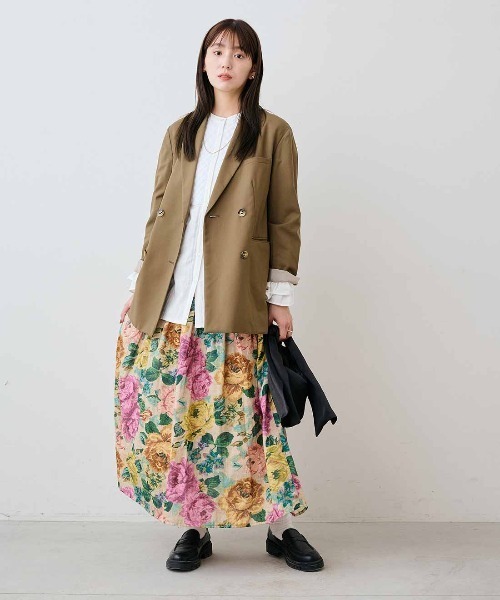 mensha!（メンシャ）の「ｍｅｎｓｈａ！　まるでゴブラン織り！？軽やかガーゼのカーブ＆ギャザースカート（スカート・レディース・ベージュ系その他/ブラック系その他/ブルー系その他・L/LL/M）」の16枚目の写真
