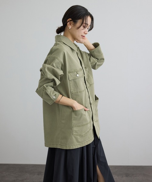 SALON adam et rope'（サロン アダム エ ロペ）の「【WEB・一部店舗限定】ブロークンツイルカバーオール（カバーオール・レディース・カーキ/ベージュ系その他2・FREE）」の21枚目の写真