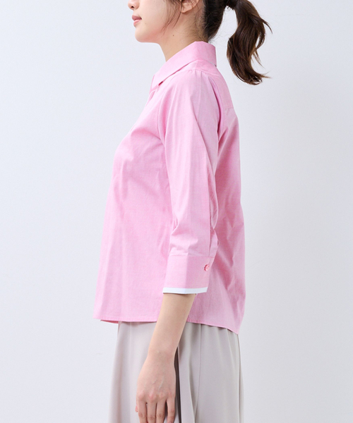 NARACAMICIE（ナラカミーチェ）の「【NARACAMICIE】オックスバイカラー七分袖シャツ（シャツ/ブラウス・レディース・ホワイト/ブルー/ピンク・L/M）」の5枚目の写真