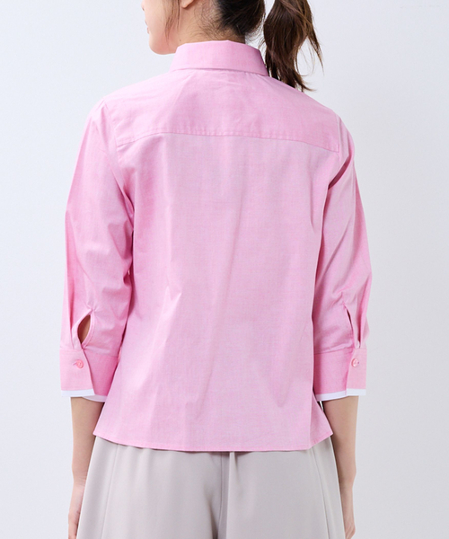 NARACAMICIE（ナラカミーチェ）の「【NARACAMICIE】オックスバイカラー七分袖シャツ（シャツ/ブラウス・レディース・ホワイト/ブルー/ピンク・L/M）」の6枚目の写真