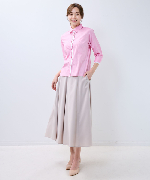 NARACAMICIE（ナラカミーチェ）の「【NARACAMICIE】オックスバイカラー七分袖シャツ（シャツ/ブラウス・レディース・ホワイト/ブルー/ピンク・L/M）」の12枚目の写真