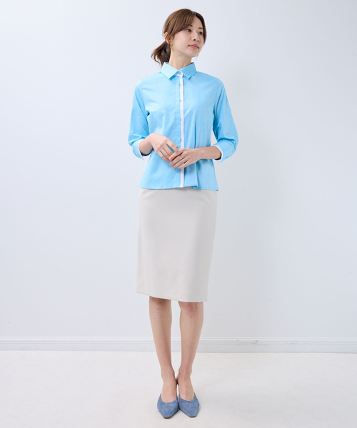 NARACAMICIE（ナラカミーチェ）の「【NARACAMICIE】オックスバイカラー七分袖シャツ（シャツ/ブラウス・レディース・ホワイト/ブルー/ピンク・L/M）」の13枚目の写真