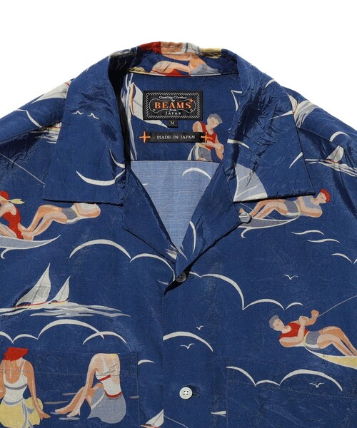BEAMS PLUS(ビームスプラス)の「Open Collar Cupro Print(シャツ/ブラウス・メンズ・ブルー・MEDIUM/LARGE/SMALL/X-LARGE)」の3枚目の写真