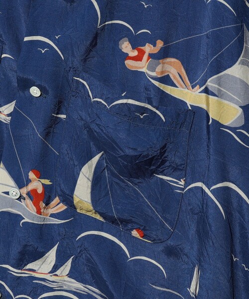 BEAMS PLUS(ビームスプラス)の「Open Collar Cupro Print(シャツ/ブラウス・メンズ・ブルー・MEDIUM/LARGE/SMALL/X-LARGE)」の4枚目の写真