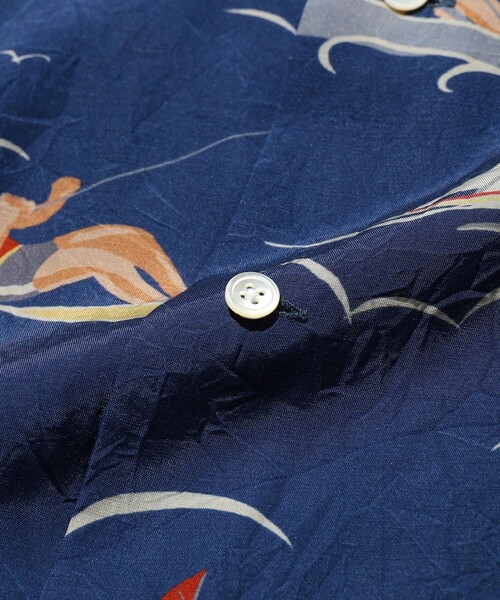 BEAMS PLUS(ビームスプラス)の「Open Collar Cupro Print(シャツ/ブラウス・メンズ・ブルー・MEDIUM/LARGE/SMALL/X-LARGE)」の7枚目の写真
