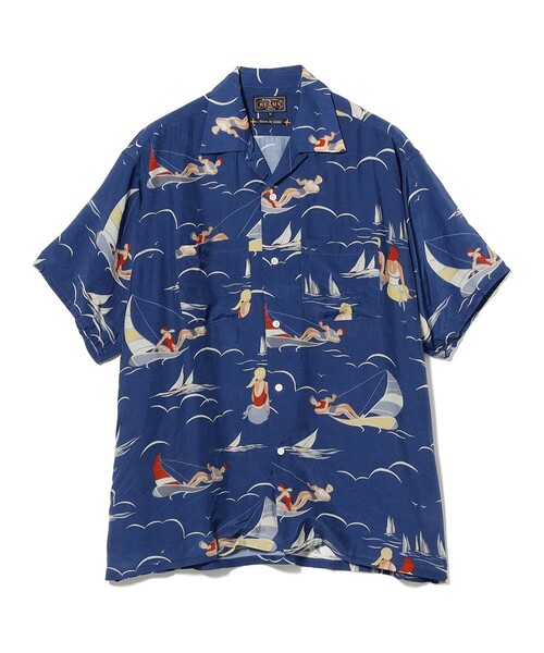 BEAMS PLUS(ビームスプラス)の「Open Collar Cupro Print(シャツ/ブラウス・メンズ・ブルー・MEDIUM/LARGE/SMALL/X-LARGE)」の10枚目の写真