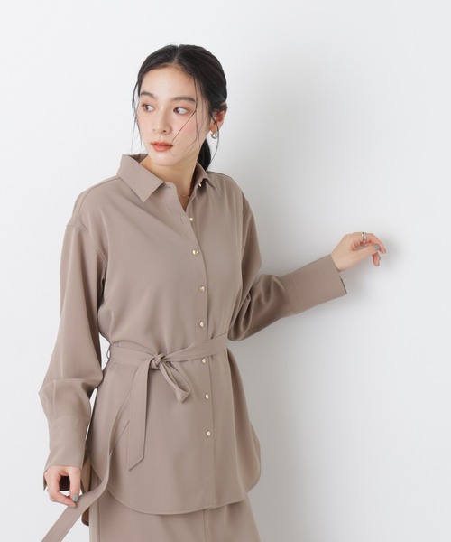 ハイツイストドライベルテッドロングシャツ(セットアップ可)
