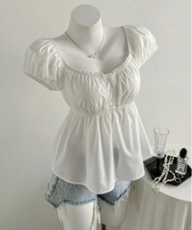 Vini（ヴィニ）の「バルーンスリーブ ペプラムブラウス（Tシャツ/カットソー）」