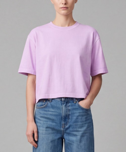 comfort colors(コンフォートカラーズ)の「【T16】【COMFORT COLORS/コンフォートカラーズ】WOMEN‘S HEAVYWEIGHT BOXY T-SHIRT S-3023CL(Tシャツ/カットソー・レディース・パープル/ホワイト/アイボリー/ブラック/イエロー/オレンジ・LARGE/MEDIUM)」の2枚目の写真