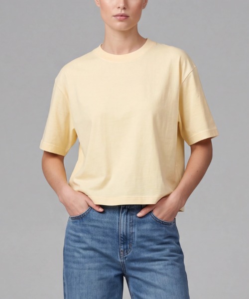 comfort colors(コンフォートカラーズ)の「【T16】【COMFORT COLORS/コンフォートカラーズ】WOMEN‘S HEAVYWEIGHT BOXY T-SHIRT S-3023CL(Tシャツ/カットソー・レディース・パープル/ホワイト/アイボリー/ブラック/イエロー/オレンジ・LARGE/MEDIUM)」の5枚目の写真