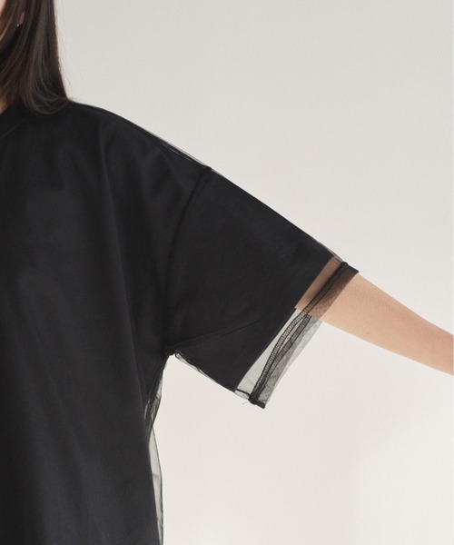 SOYEN(ソイエン)の「チュールドッキングレイヤードシアーTシャツ(Tシャツ/カットソー・レディース・ホワイト/チャコール・F)」の20枚目の写真
