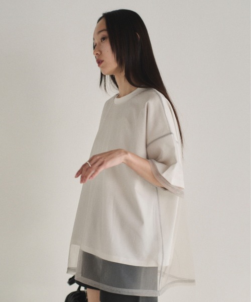 SOYEN(ソイエン)の「チュールドッキングレイヤードシアーTシャツ(Tシャツ/カットソー・レディース・ホワイト/チャコール・F)」の15枚目の写真