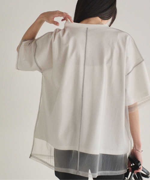 SOYEN(ソイエン)の「チュールドッキングレイヤードシアーTシャツ(Tシャツ/カットソー・レディース・ホワイト/チャコール・F)」の16枚目の写真
