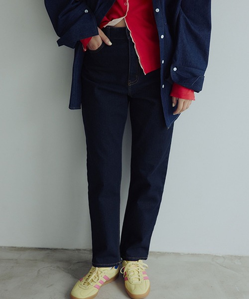 studio CLIP（スタディオクリップ）の「【daily CLIP】ハイウエストスリムデニム（デニムパンツ・レディース・ライトブルー/ネイビー・MEDIUM/SMALL）」の2枚目の写真