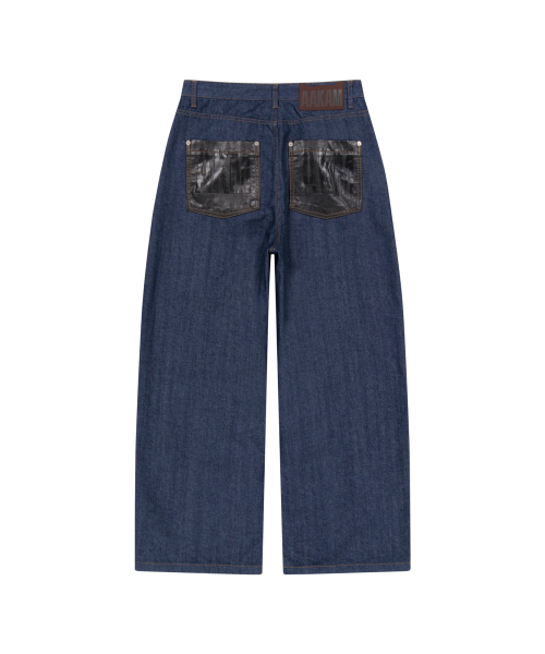 AAKAM デニムパンツ Leather Patch Denim Pants (Blue)（デニムパンツ）｜AAKAM（アーカム