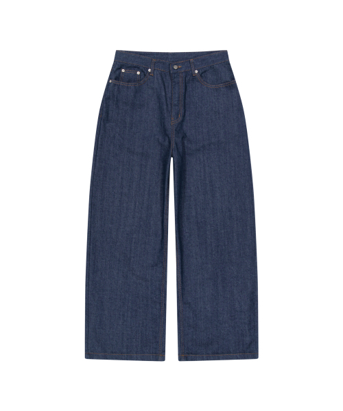 Leather Patch Denim Pants (Blue)（デニムパンツ）｜AAKAM（アーカム