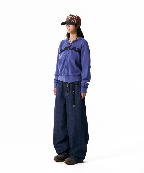 Leather Patch Denim Pants (Blue)（デニムパンツ）｜AAKAM（アーカム