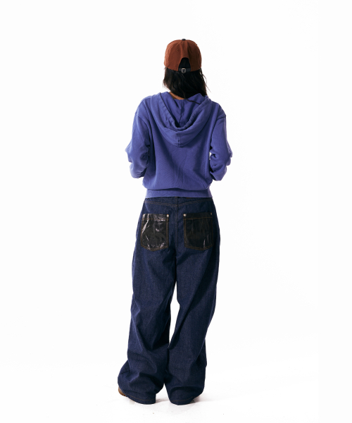 Leather Patch Denim Pants (Blue)（デニムパンツ）｜AAKAM（アーカム