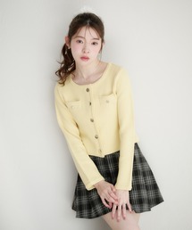 fupel（フぺル）の「gold button knit jacket / ゴールドボタンニットジャケット（ノーカラージャケット）」