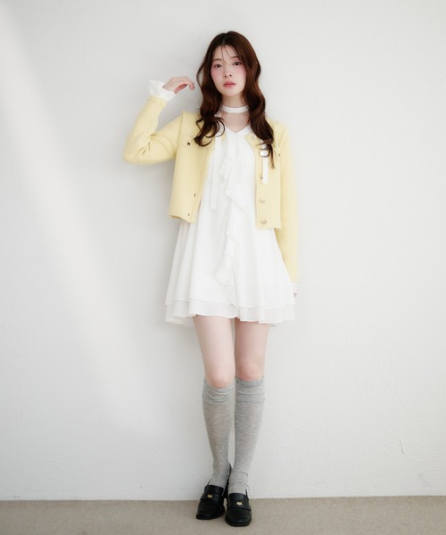 fupel（フぺル）の「gold button knit jacket / ゴールドボタンニット