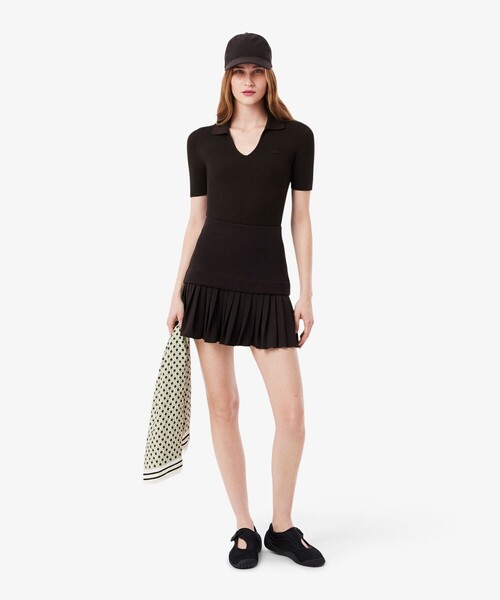 LACOSTE（ラコステ）の「レイヤード切り替えプリーツミニスカート（スカート・レディース・ブラウン・40/38/36/34）」の2枚目の写真