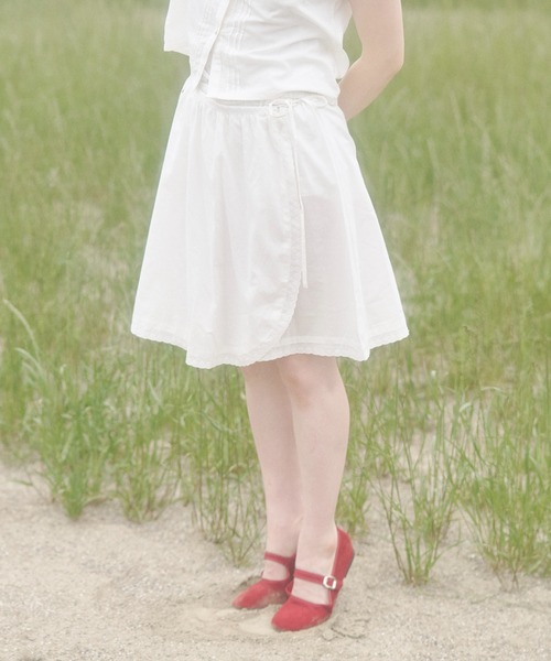 chernyy(チェルニー)の「Indian cotton wrapping apron skirt / インドコットンラッピングエプロンスカート(スカート・レディース・アイボリー・LARGE/MEDIUM/SMALL)」の1枚目の写真