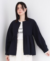 OPAQUE.CLIP（オペークドットクリップ）の「撥水ノーカラーペプラムブルゾン【洗濯機OK/抗ピル】（ブルゾン）」