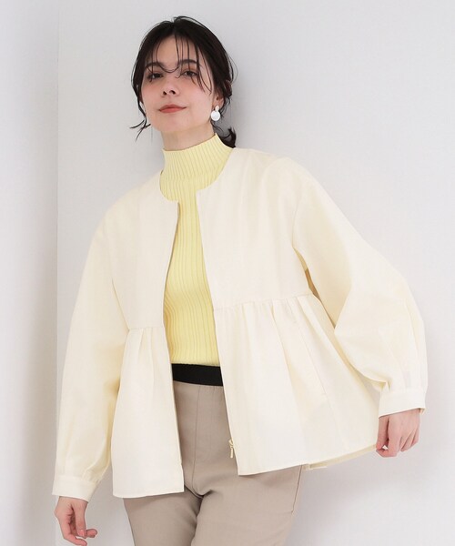 OPAQUE.CLIP（オペークドットクリップ）の「撥水ノーカラーペプラムブルゾン【洗濯機OK/抗ピル】（ブルゾン・レディース・オフホワイト/ネイビー/ライトベージュ・36/42/38/40）」の9枚目の写真