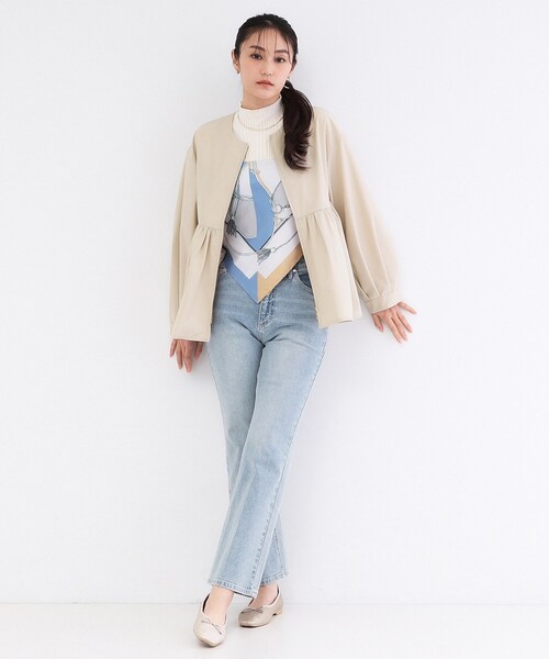 OPAQUE.CLIP（オペークドットクリップ）の「撥水ノーカラーペプラムブルゾン【洗濯機OK/抗ピル】（ブルゾン・レディース・オフホワイト/ネイビー/ライトベージュ・36/42/38/40）」の14枚目の写真