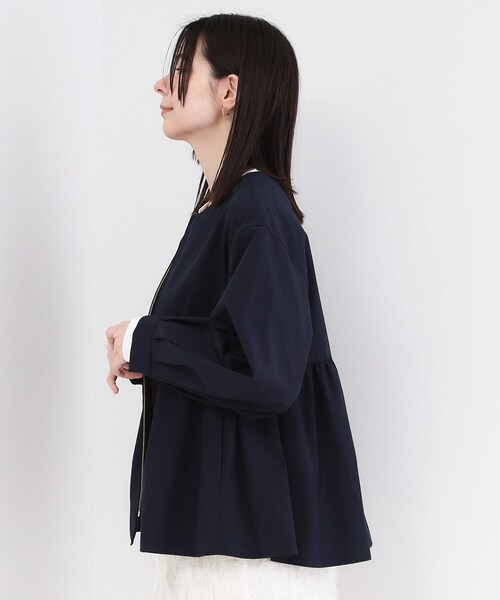 OPAQUE.CLIP（オペークドットクリップ）の「撥水ノーカラーペプラムブルゾン【洗濯機OK/抗ピル】（ブルゾン・レディース・オフホワイト/ネイビー/ライトベージュ・36/42/38/40）」の17枚目の写真