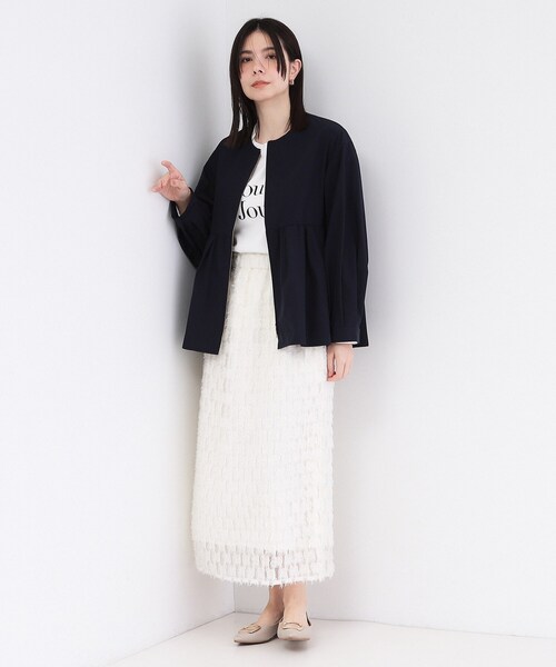 OPAQUE.CLIP（オペークドットクリップ）の「撥水ノーカラーペプラムブルゾン【洗濯機OK/抗ピル】（ブルゾン・レディース・オフホワイト/ネイビー/ライトベージュ・36/42/38/40）」の18枚目の写真