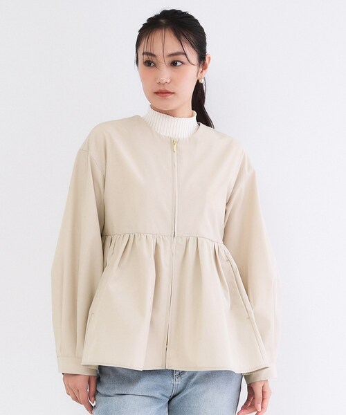 OPAQUE.CLIP（オペークドットクリップ）の「撥水ノーカラーペプラムブルゾン【洗濯機OK/抗ピル】（ブルゾン・レディース・オフホワイト/ネイビー/ライトベージュ・36/42/38/40）」の21枚目の写真