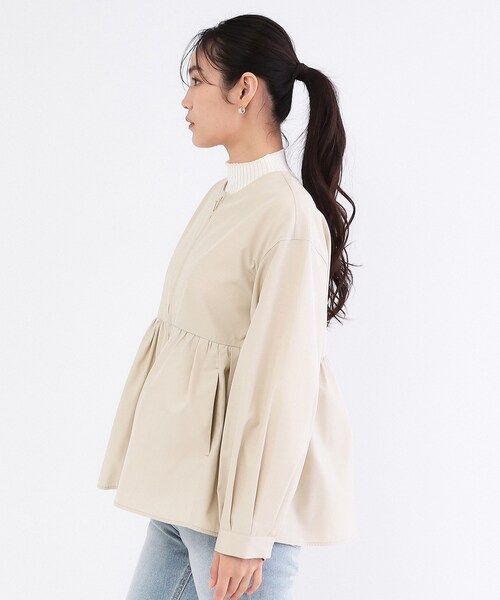 OPAQUE.CLIP（オペークドットクリップ）の「撥水ノーカラーペプラムブルゾン【洗濯機OK/抗ピル】（ブルゾン・レディース・オフホワイト/ネイビー/ライトベージュ・36/42/38/40）」の22枚目の写真