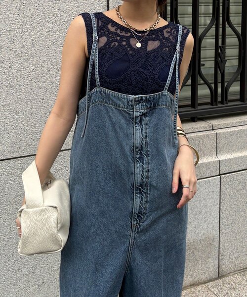 DouDou（ドゥドゥ）の「センタープレスデニムサロペット（つなぎ/オールインワン・レディース・ブルー・38/36）」の7枚目の写真