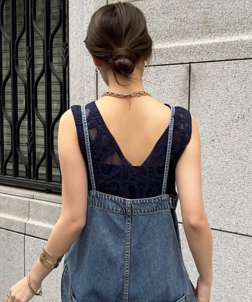 DouDou（ドゥドゥ）の「センタープレスデニムサロペット（つなぎ/オールインワン・レディース・ブルー・38/36）」の11枚目の写真