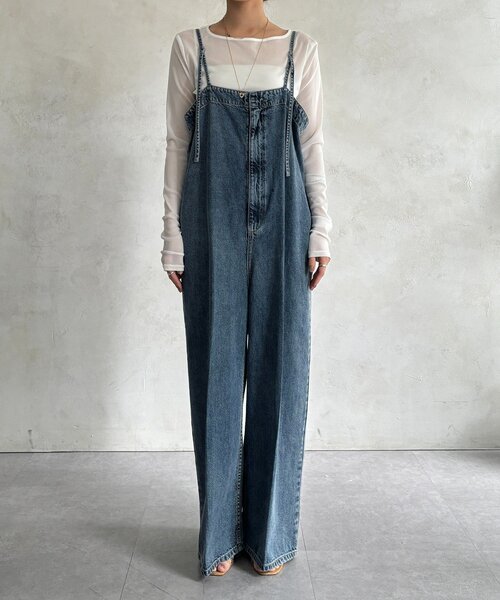 DouDou（ドゥドゥ）の「センタープレスデニムサロペット（つなぎ/オールインワン・レディース・ブルー・38/36）」の13枚目の写真