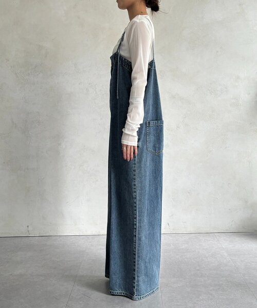DouDou（ドゥドゥ）の「センタープレスデニムサロペット（つなぎ/オールインワン・レディース・ブルー・38/36）」の14枚目の写真