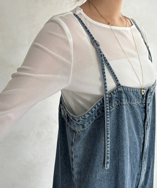 DouDou（ドゥドゥ）の「センタープレスデニムサロペット（つなぎ/オールインワン・レディース・ブルー・38/36）」の17枚目の写真