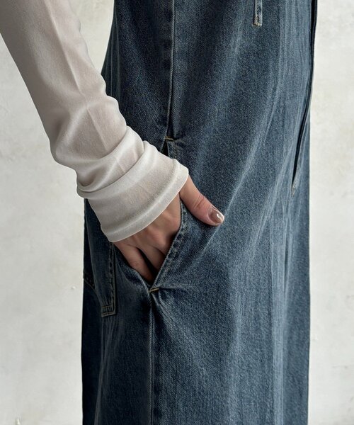 DouDou（ドゥドゥ）の「センタープレスデニムサロペット（つなぎ/オールインワン・レディース・ブルー・38/36）」の22枚目の写真