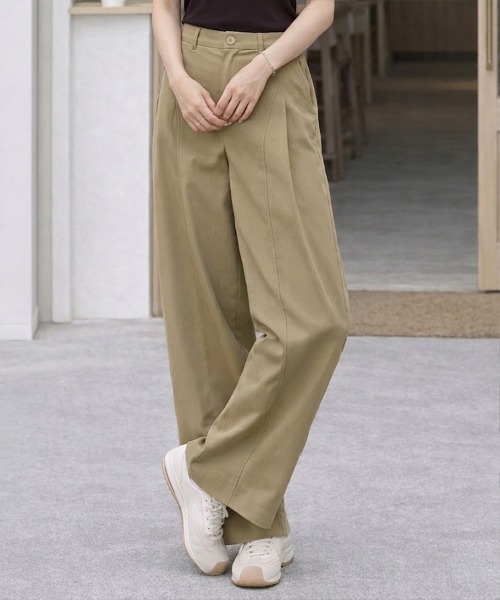 SallyLunn（サリーラン）の「センターパネルワイドパンツ（その他パンツ・レディース・ブラック/ベージュ/ブラウン・LARGE/MEDIUM）」の4枚目の写真