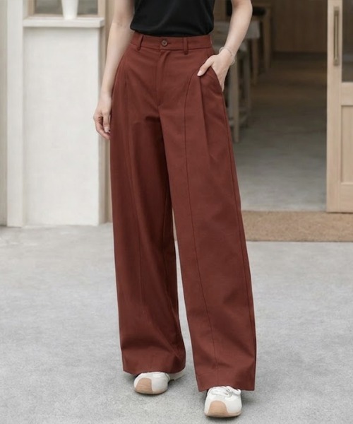 SallyLunn（サリーラン）の「センターパネルワイドパンツ（その他パンツ・レディース・ブラック/ベージュ/ブラウン・LARGE/MEDIUM）」の6枚目の写真