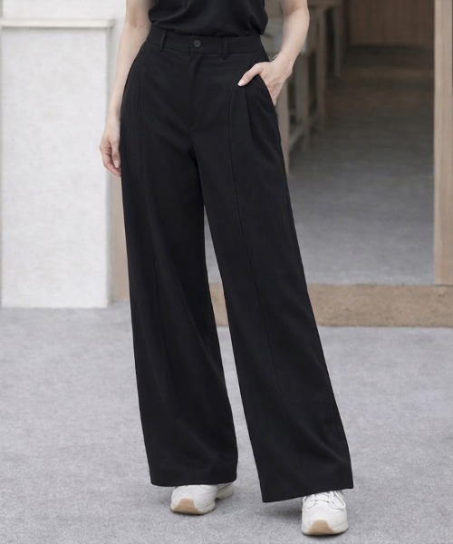 SallyLunn（サリーラン）の「センターパネルワイドパンツ（その他パンツ・レディース・ブラック/ベージュ/ブラウン・LARGE/MEDIUM）」の8枚目の写真