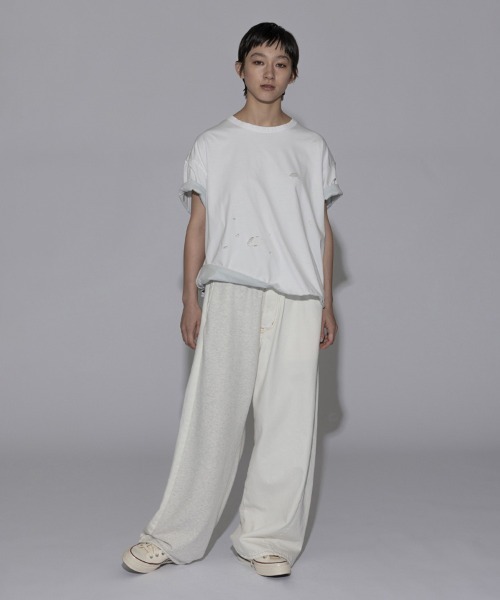 STYLISE（スタイライズ）の「【FACETASM】DENIM MERGING SWEAT PANTS / ホワイト×ホワイト [MYK-PT-08]（スウェットパンツ・レディース・ホワイト・M/S）」の4枚目の写真