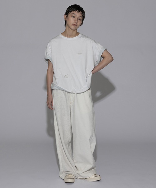STYLISE（スタイライズ）の「【FACETASM】DENIM MERGING SWEAT PANTS / ホワイト×ホワイト [MYK-PT-08]（スウェットパンツ・レディース・ホワイト・M/S）」の5枚目の写真
