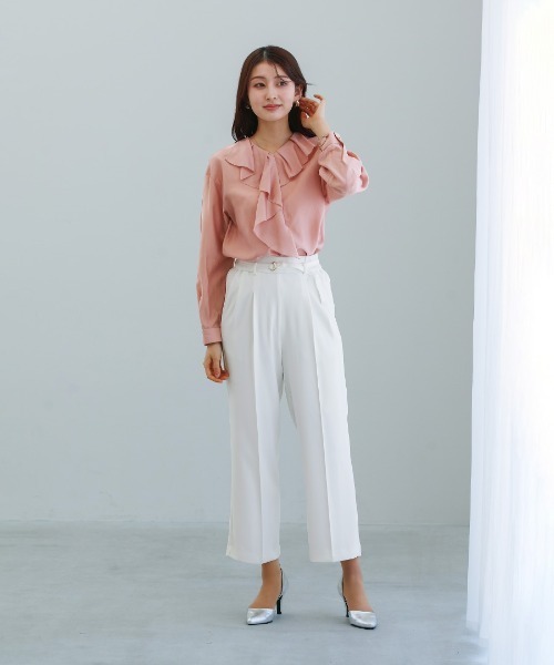 White Collection(ホワイトコレクション)の「【 繊細に揺れる 】シルキーローン・ラッフルフリルブラウス(シャツ/ブラウス・レディース・ミント/コーラルピンク/ホワイト・M)」の7枚目の写真