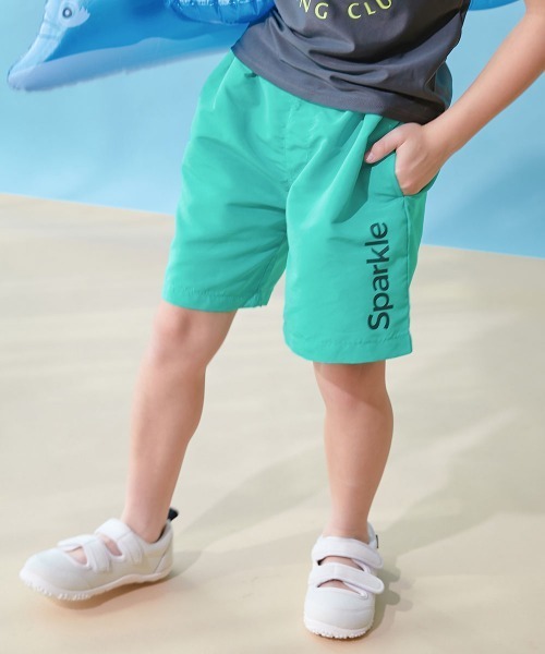 devirock（デビロック）の「ウエストがワンタッチで調整できる ネオンカラー UVカット サーフパンツ水着（水着・キッズ・ブラック系/ブルー系1/パープル系/ネイビー系/グリーン系1/ブルー系2/グリーン系3/グリーン系2/オレンジ系・110cm/100cm/160cm/150cm/140cm/130cm/120cm）」の5枚目の写真