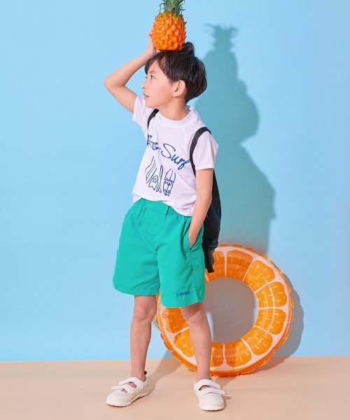 devirock（デビロック）の「ウエストがワンタッチで調整できる ネオンカラー UVカット サーフパンツ水着（水着・キッズ・ブラック系/ブルー系1/パープル系/ネイビー系/グリーン系1/ブルー系2/グリーン系3/グリーン系2/オレンジ系・110cm/100cm/160cm/150cm/140cm/130cm/120cm）」の10枚目の写真