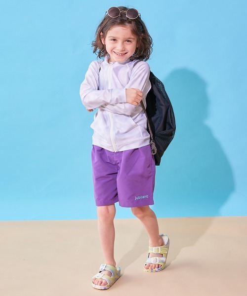 devirock（デビロック）の「ウエストがワンタッチで調整できる ネオンカラー UVカット サーフパンツ水着（水着・キッズ・ブラック系/ブルー系1/パープル系/ネイビー系/グリーン系1/ブルー系2/グリーン系3/グリーン系2/オレンジ系・110cm/100cm/160cm/150cm/140cm/130cm/120cm）」の15枚目の写真